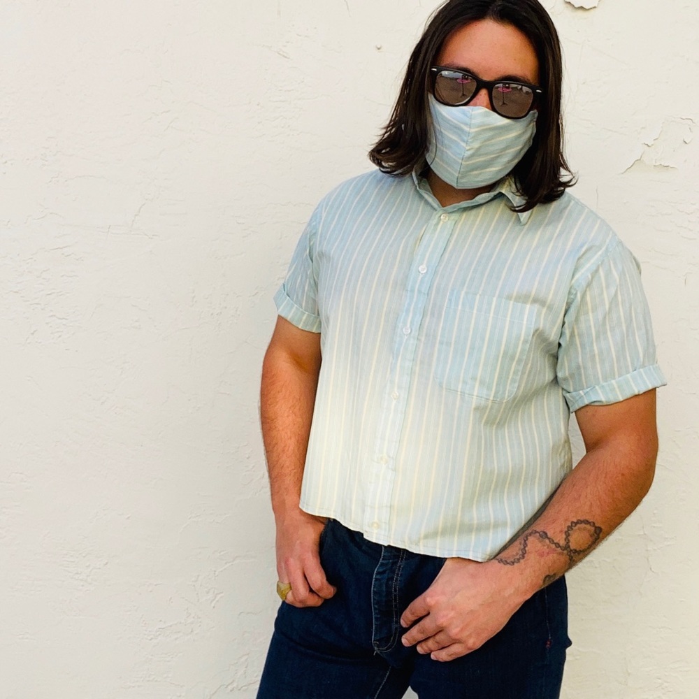 VTG 1980s Cropped Button Down & Face Mask
